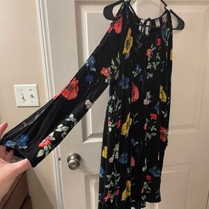 Old Navy Black Dress with Vibrant Floral Design